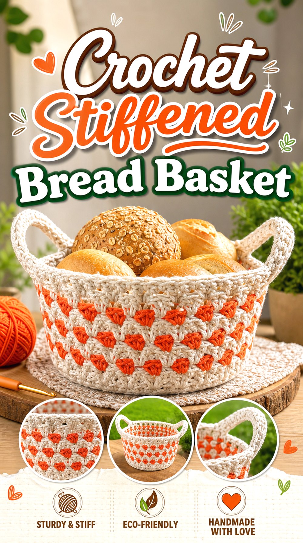 Crochet Stiffened Bread Basket