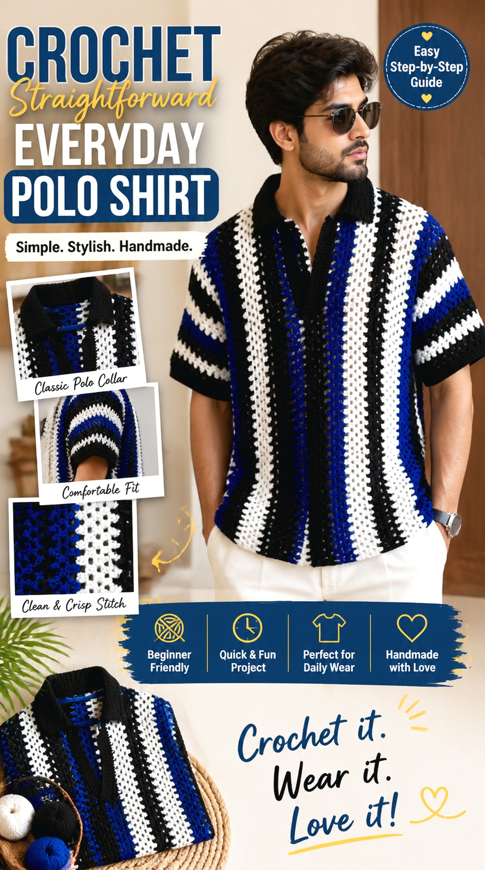 Crochet Straightforward Everyday Polo Shirt