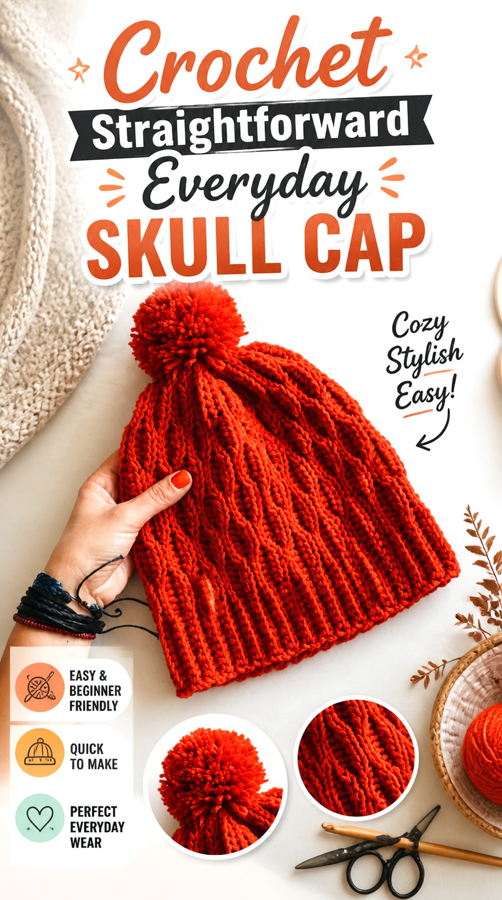 Crochet Straightforward Everyday Skull Cap