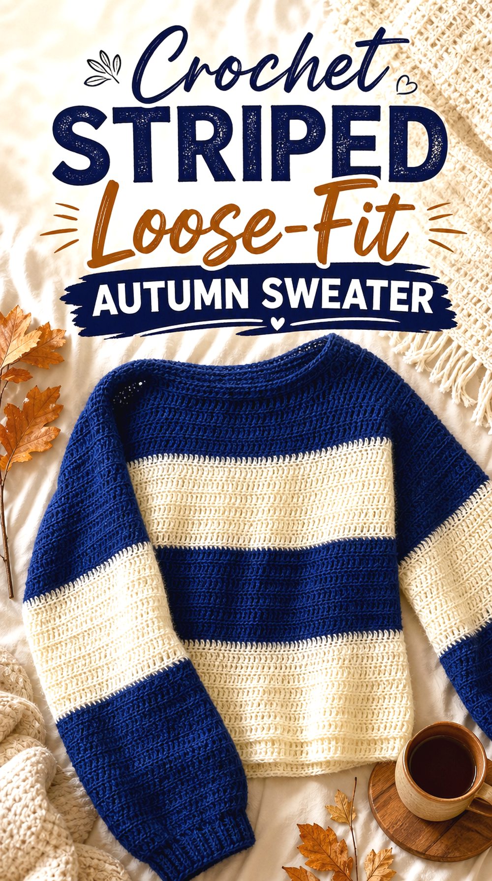 Crochet Striped Loose Fit Autumn Sweater