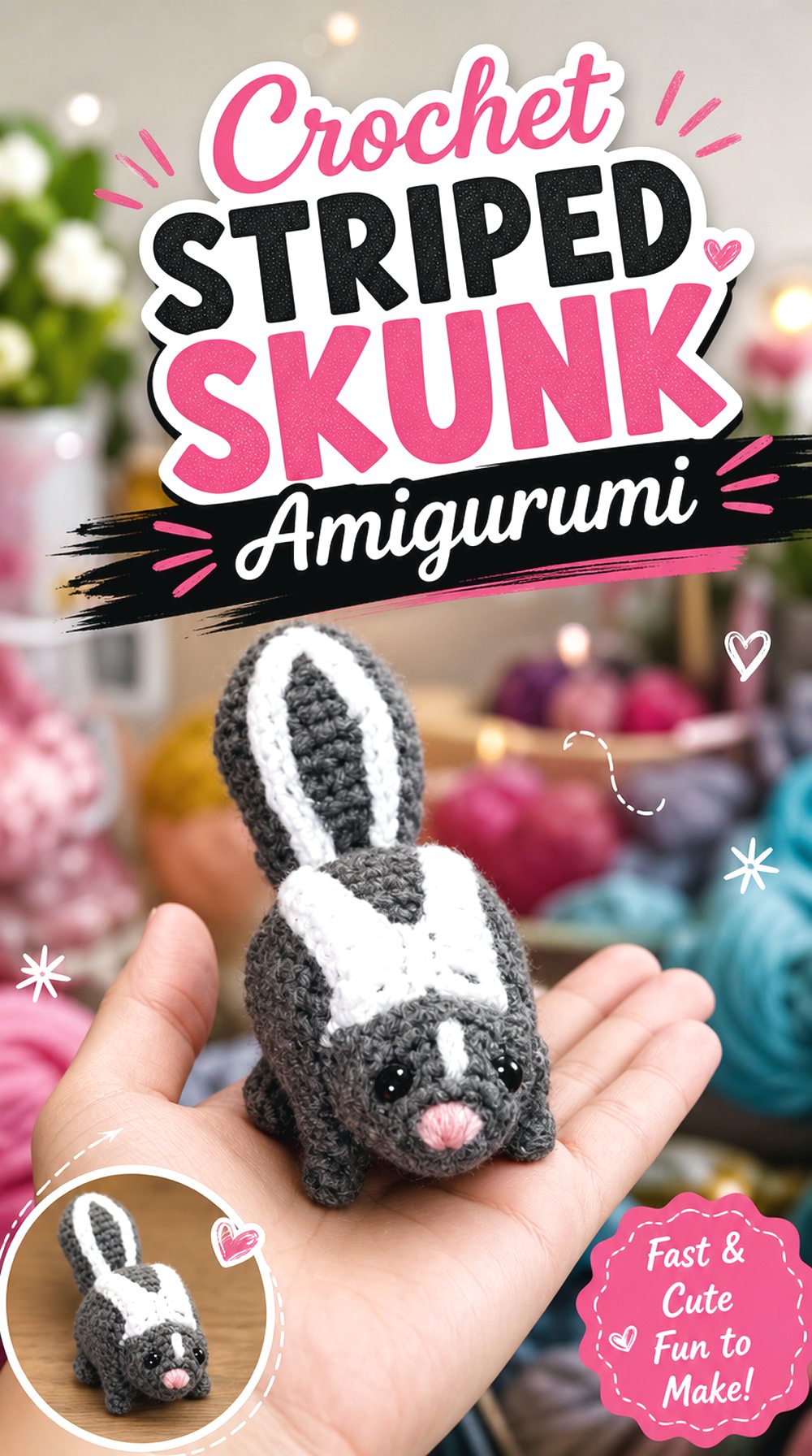 Crochet Striped Skunk Amigurumi