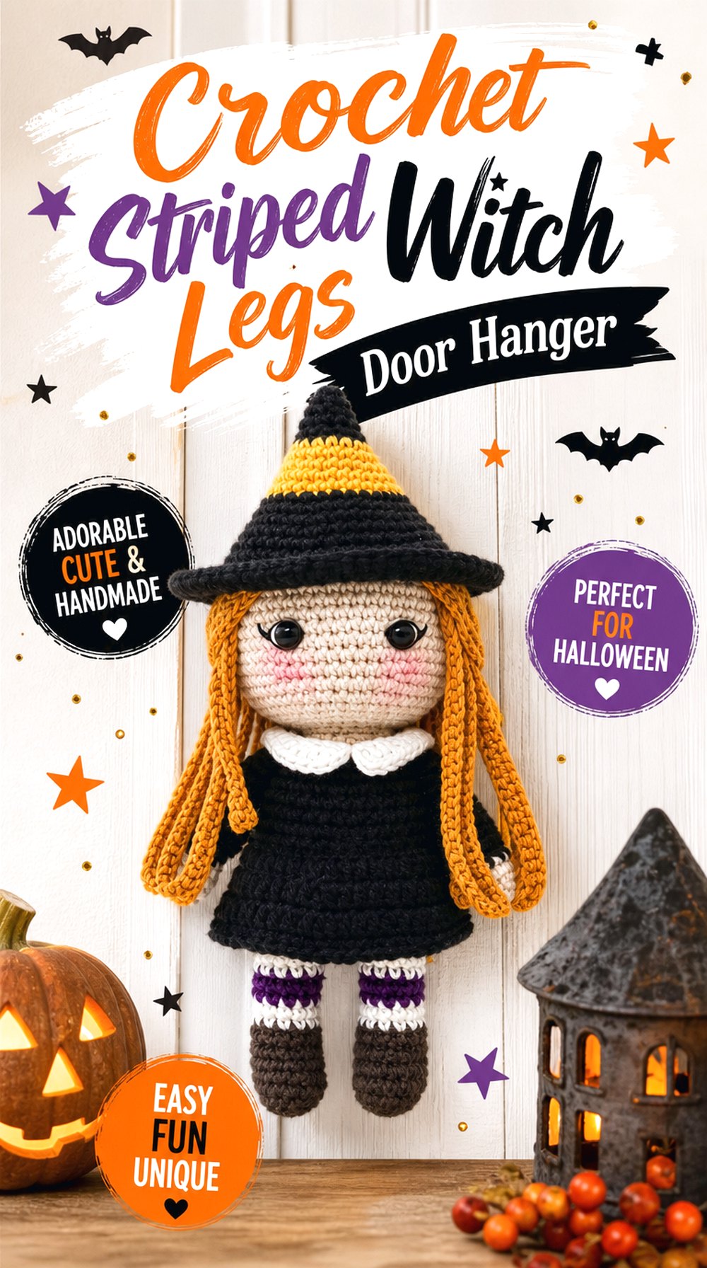 Crochet Striped Witch Legs Door Hanger