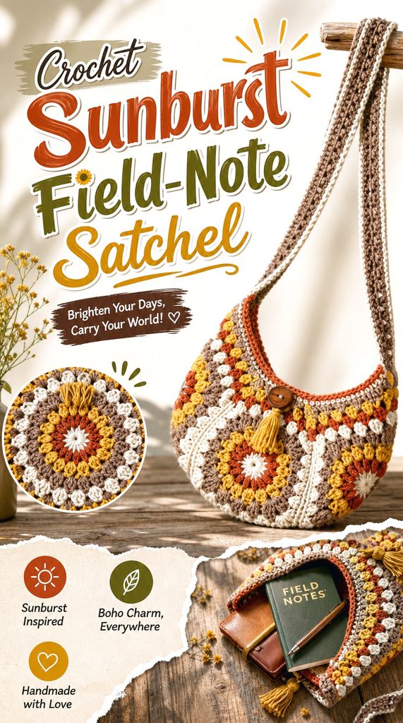 Crochet Sunburst Field Note Satchel