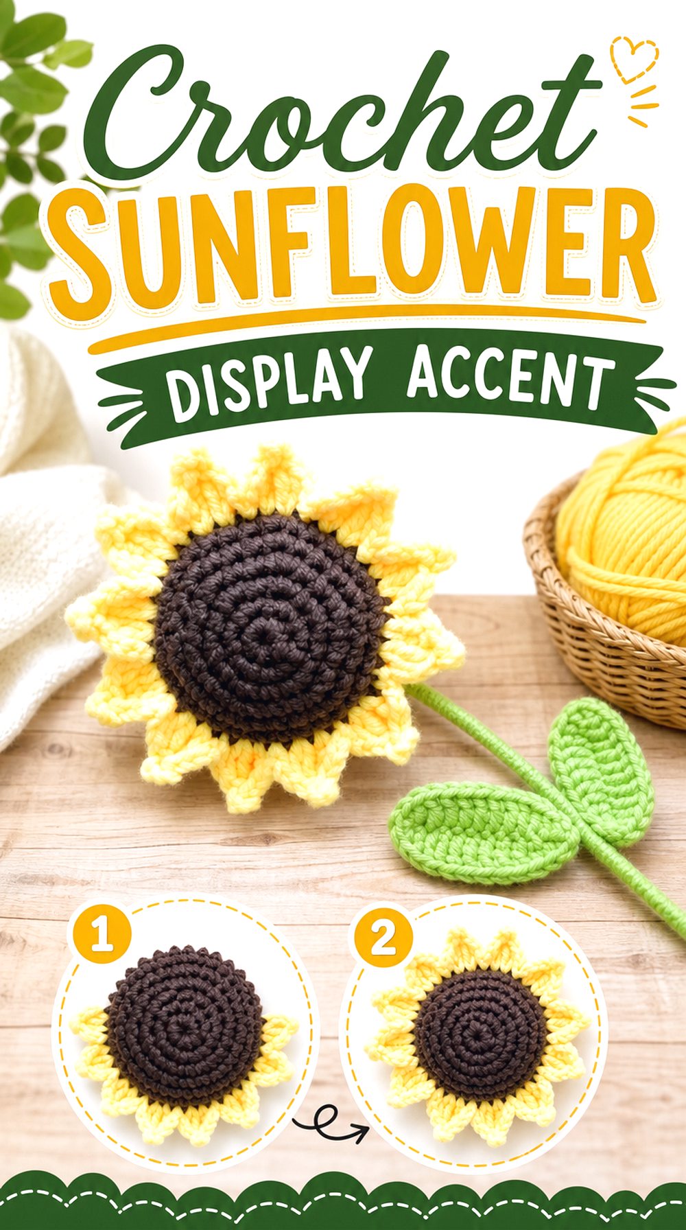 Crochet Sunflower Display Accent