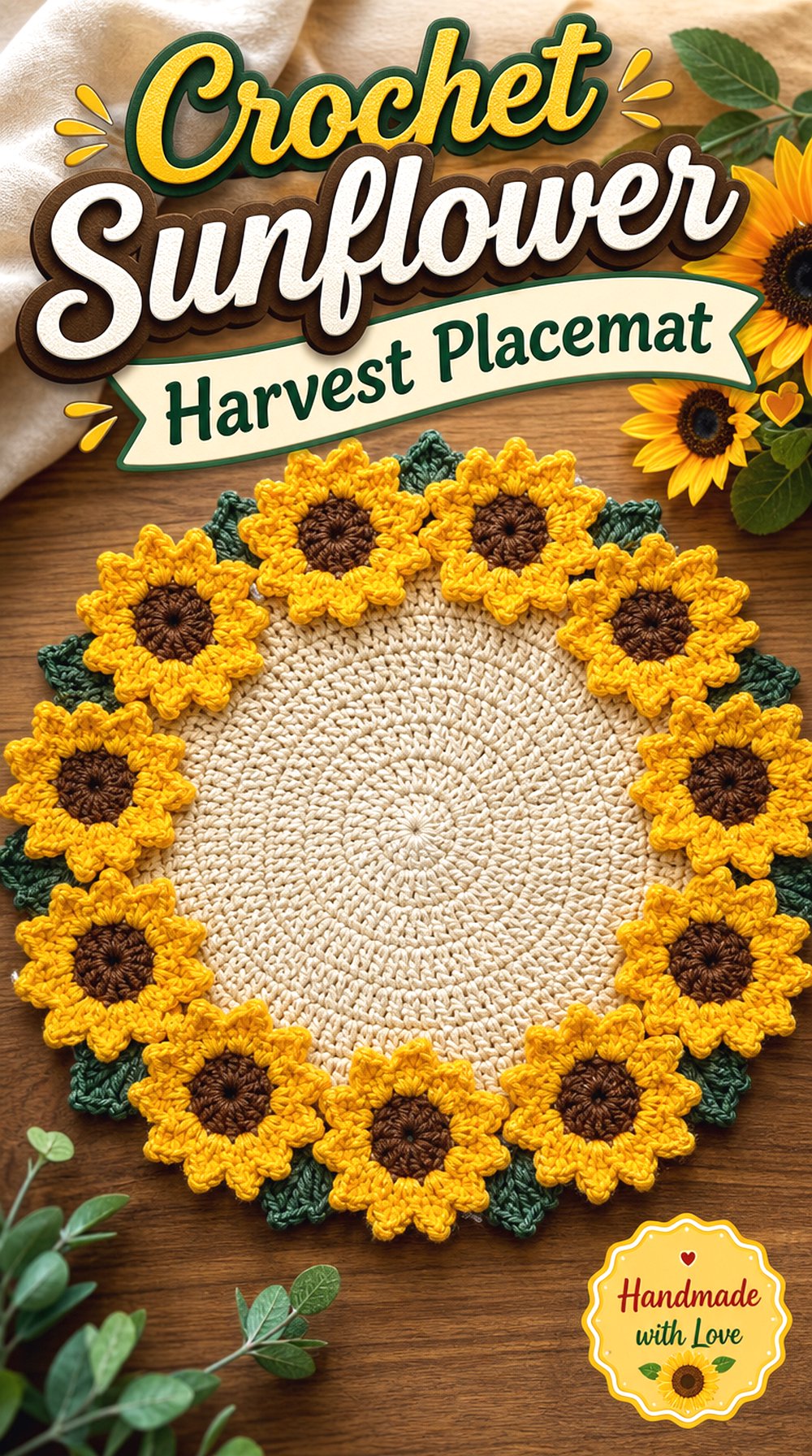 Crochet Sunflower Harvest Placemat