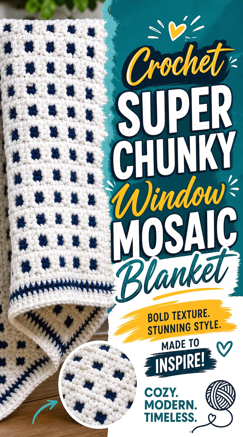 Crochet Super Chunky Window Mosaic Blanket