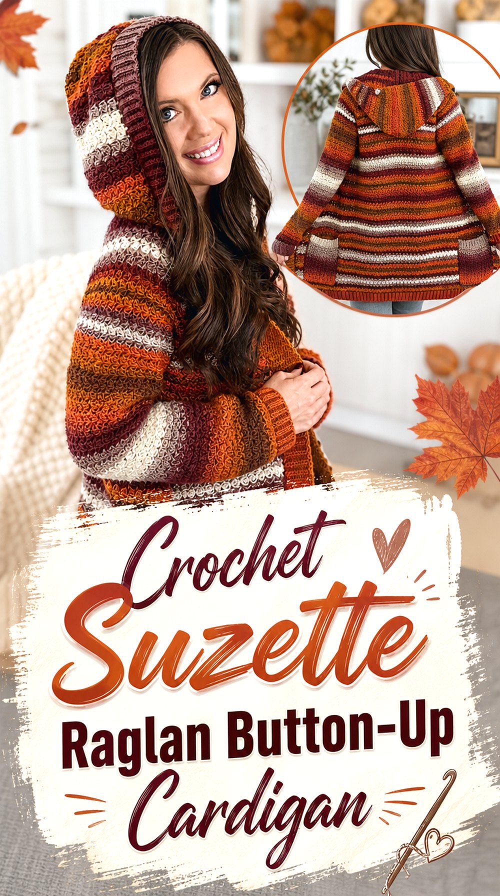 Crochet Suzette Raglan Button Up Cardigan