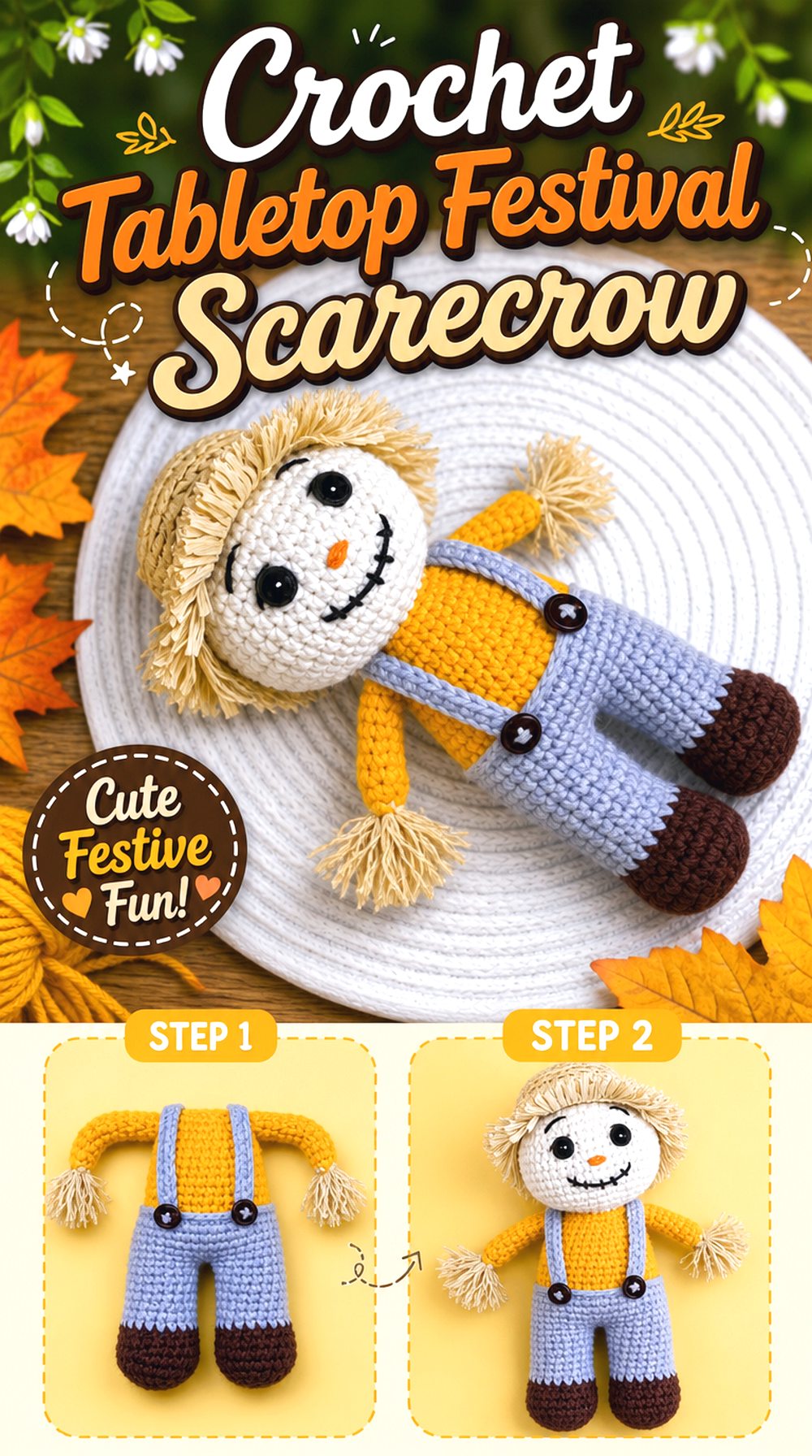 Crochet Tabletop Festival Scarecrow