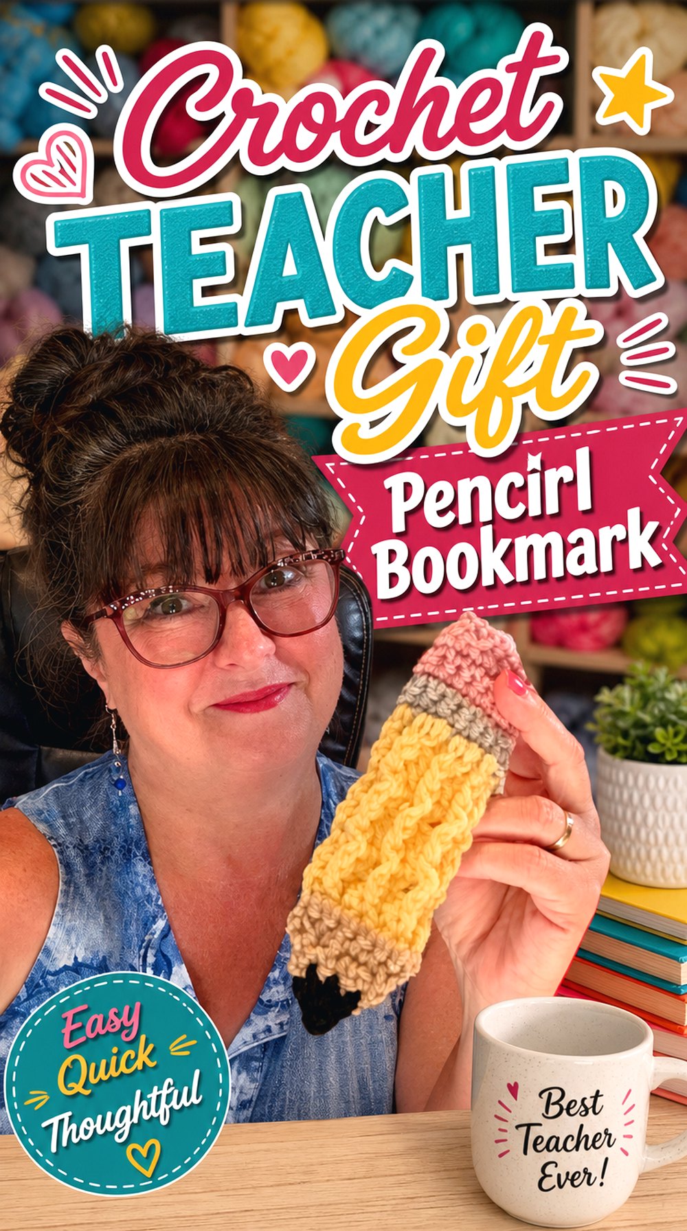 Crochet Teacher Gift Pencil Bookmark
