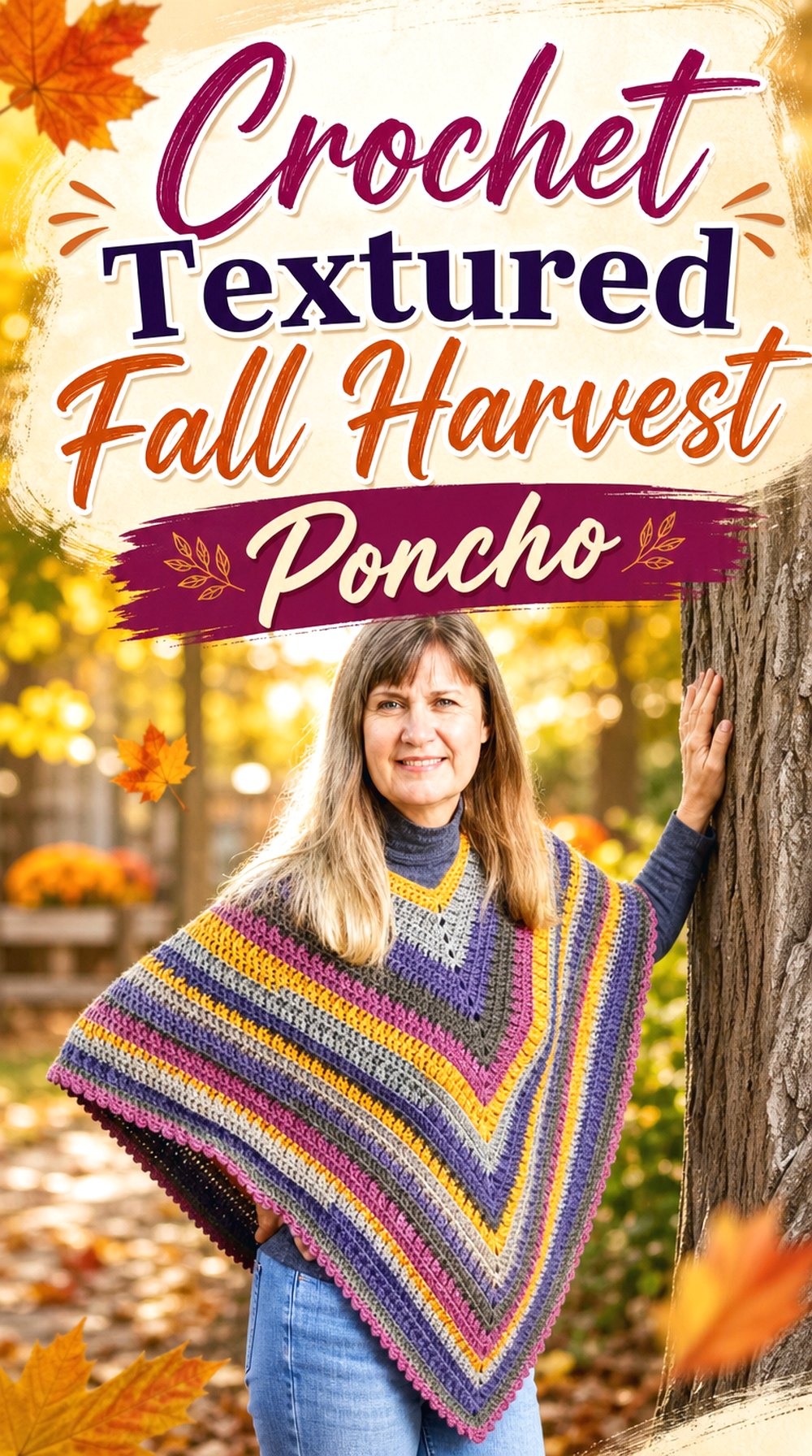 Crochet Textured Fall Harvest Poncho