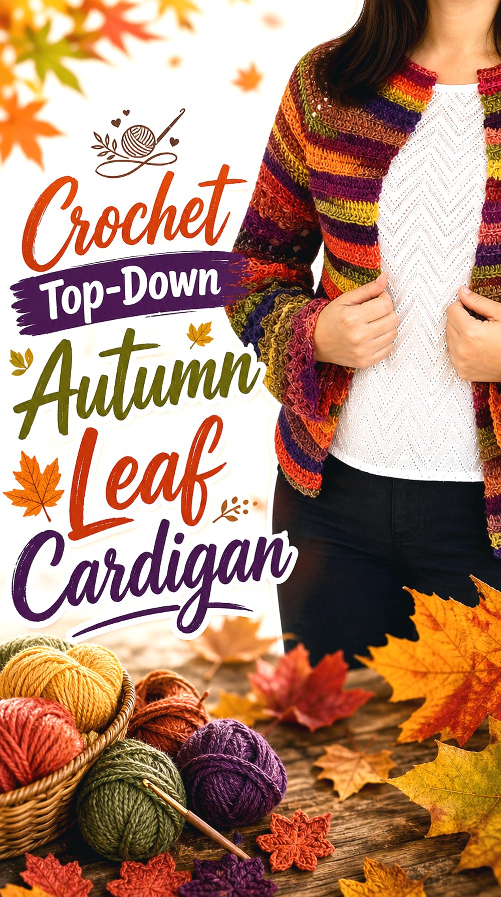 Crochet Top Down Autumn Leaf Cardigan