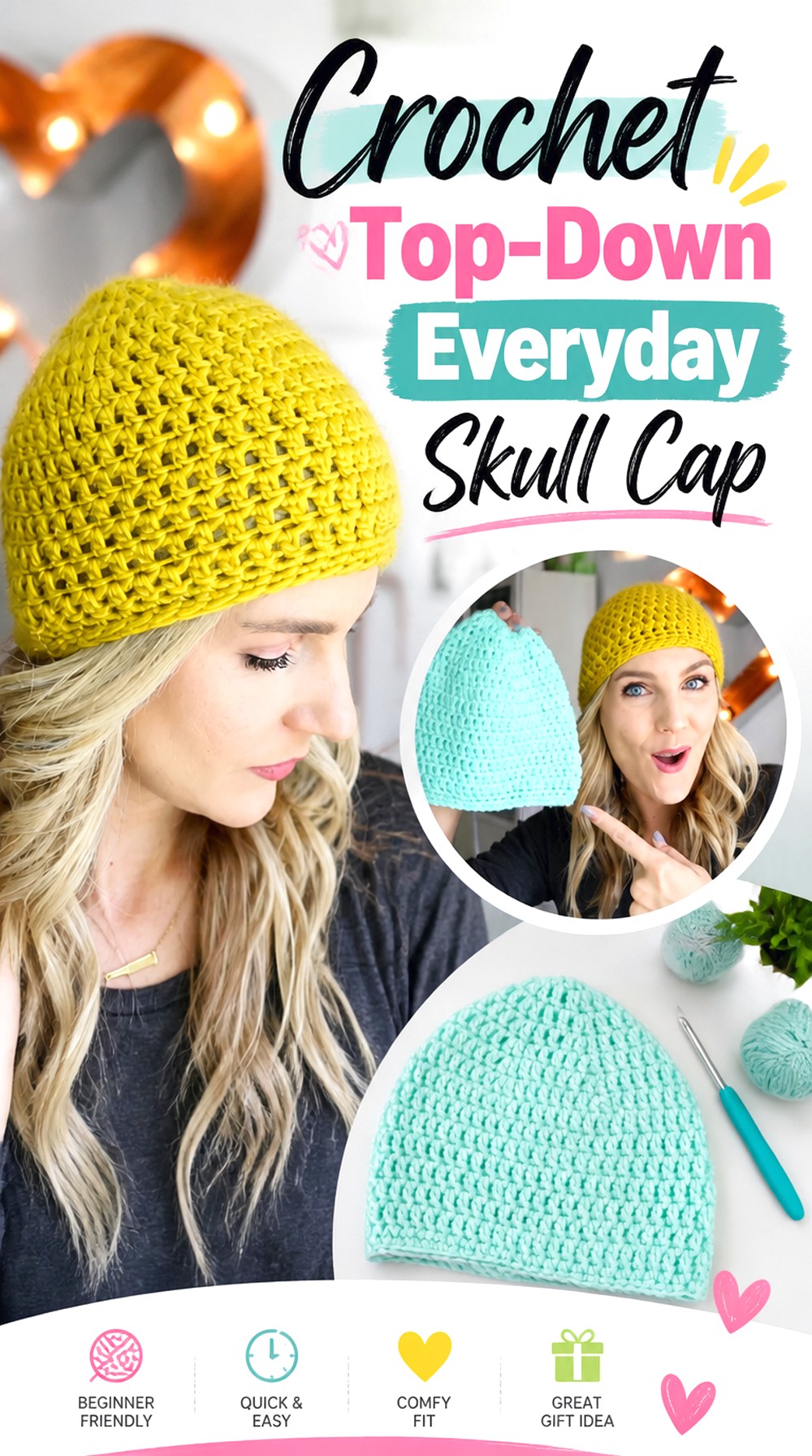 Crochet Top Down Everyday Skull Cap