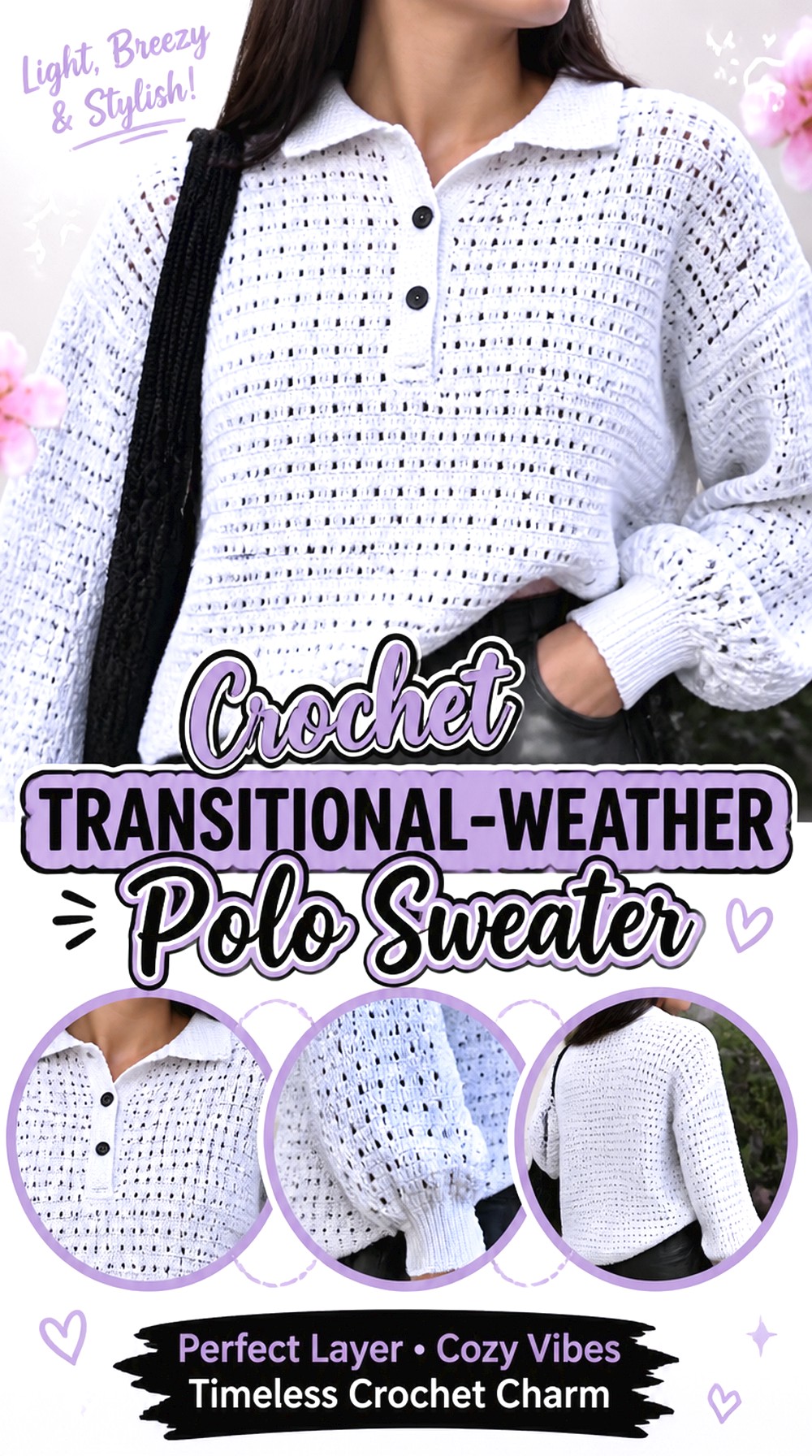 Crochet Transitional Weather Polo Sweater