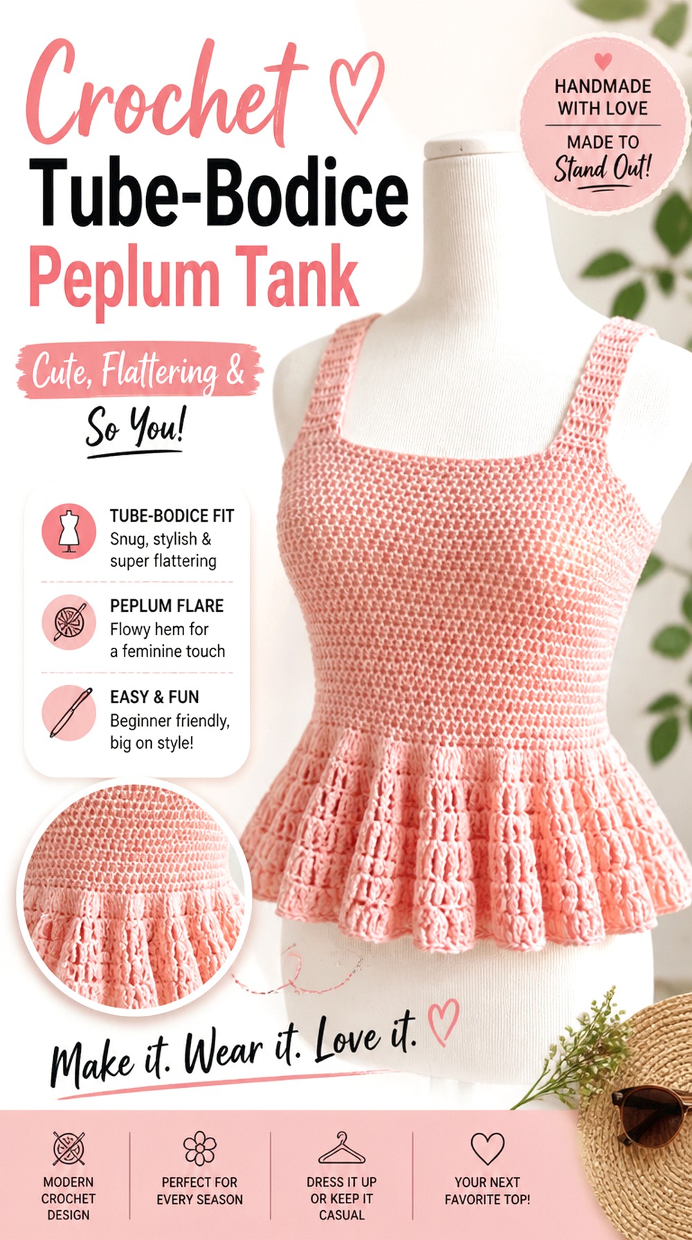 Crochet Tube Bodice Peplum Tank