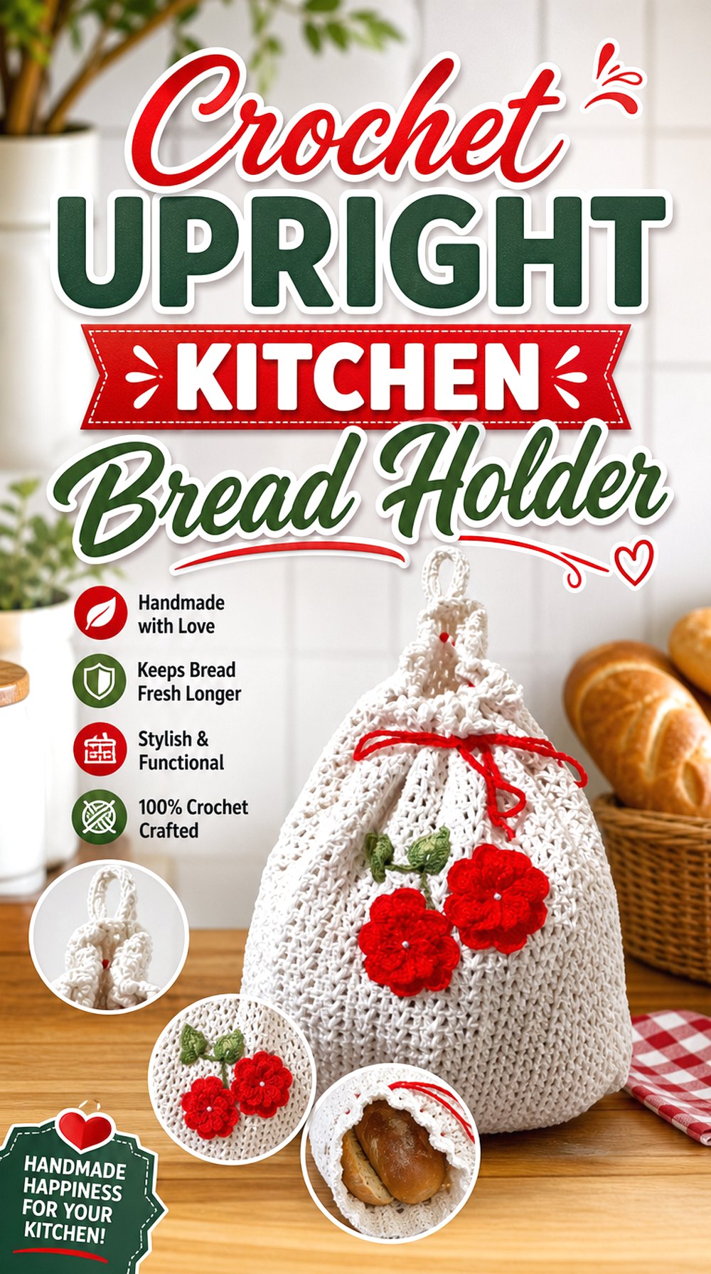 Crochet Upright Kitchen Bread Holder