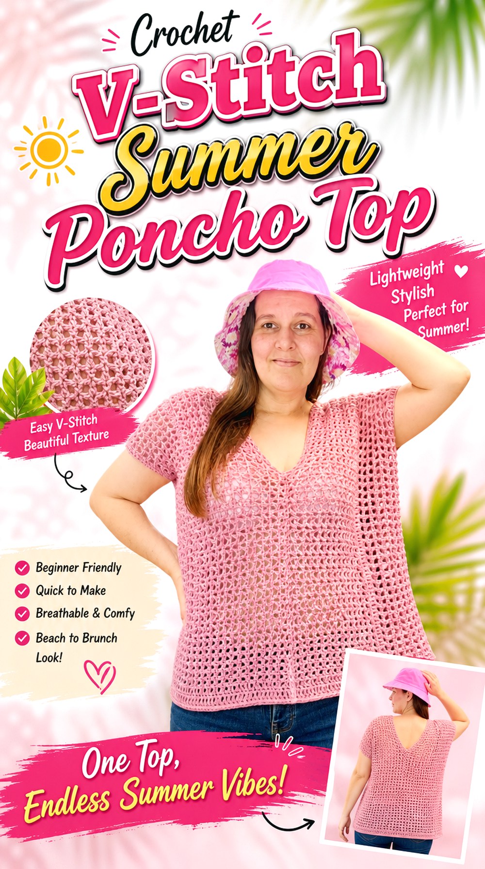 Crochet V Stitch Summer Poncho Top