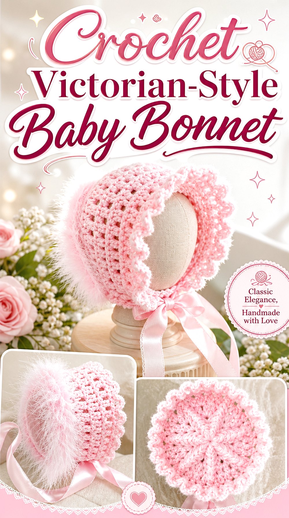 Crochet Victorian Style Baby Bonnet