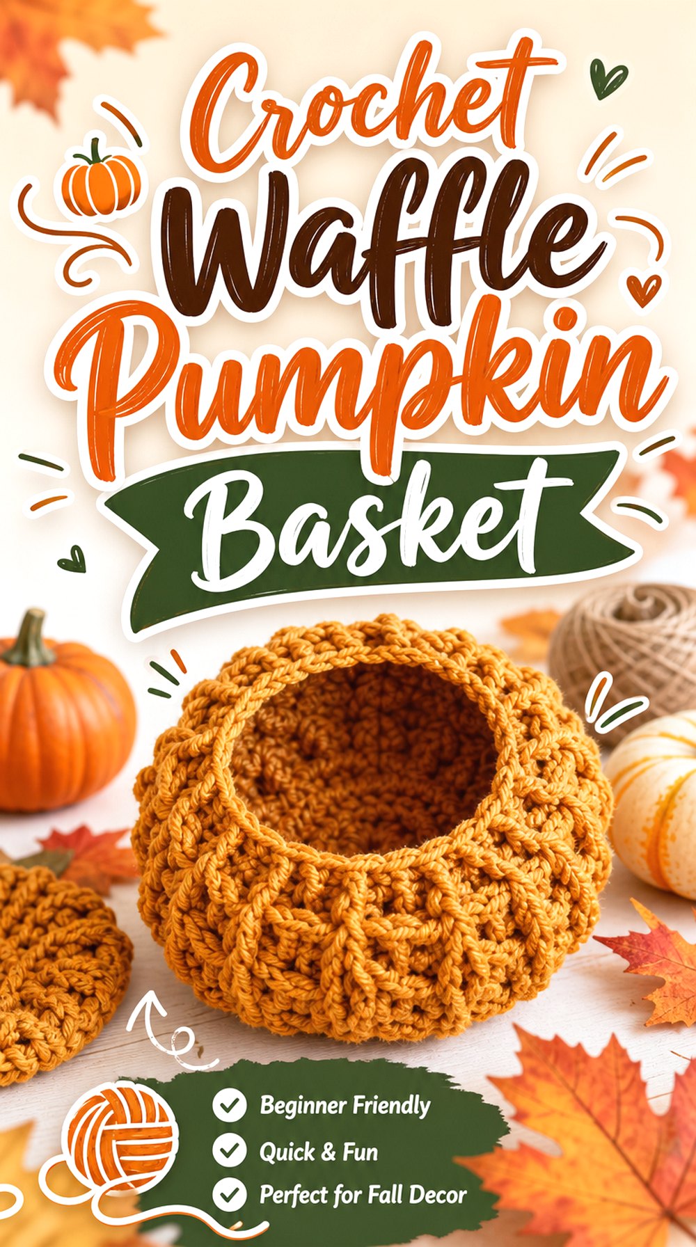 Crochet Waffle Pumpkin Basket