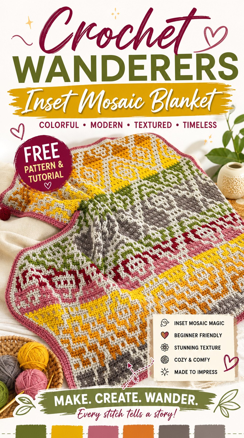 Crochet Wanderers Inset Mosaic Blanket
