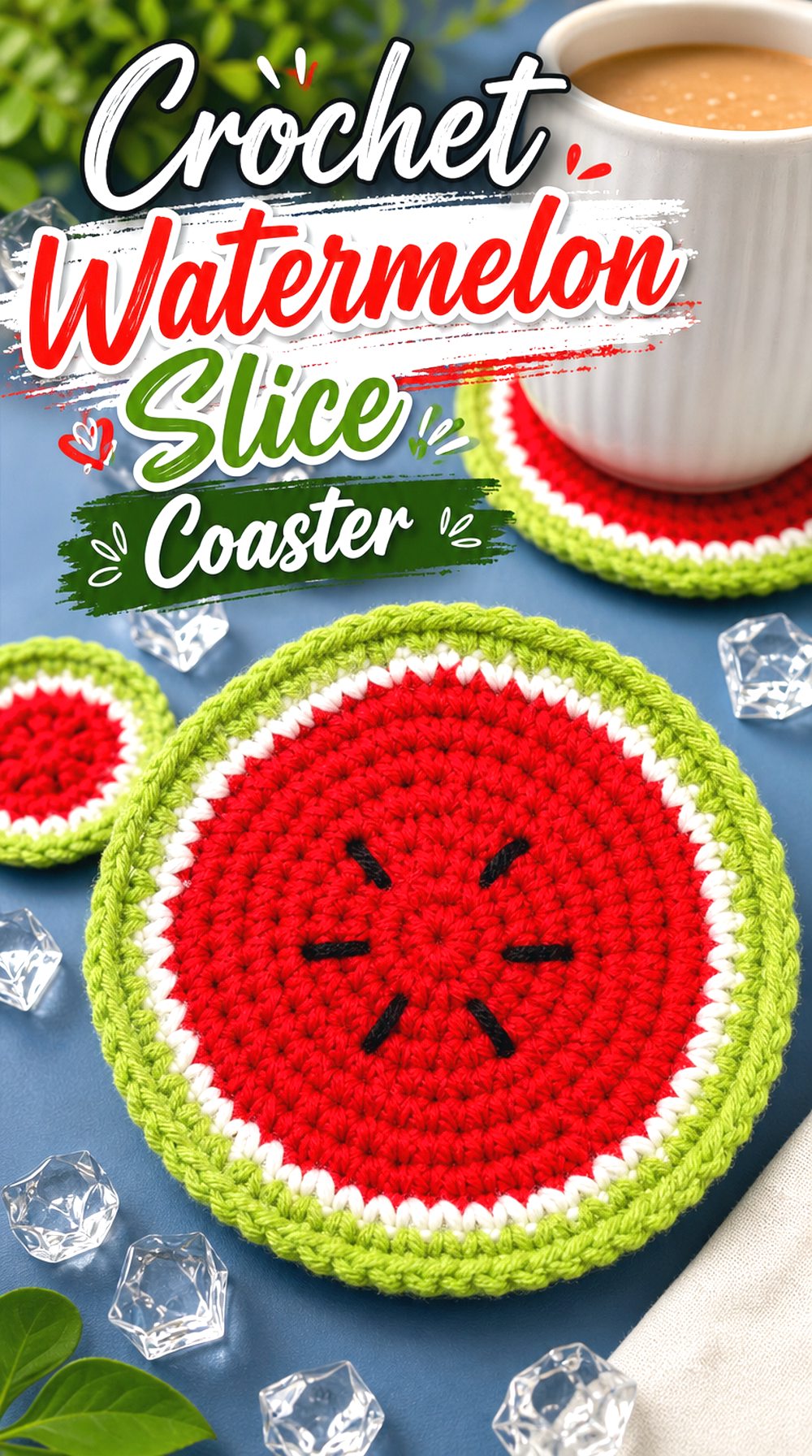Crochet Watermelon Slice Coaster