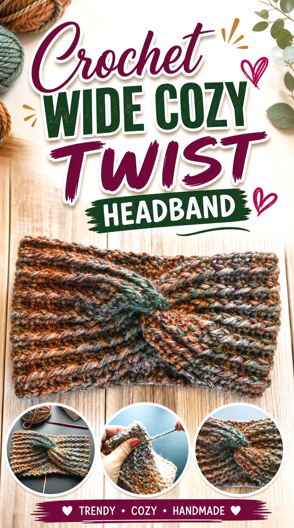 Crochet Wide Cozy Twist Headband