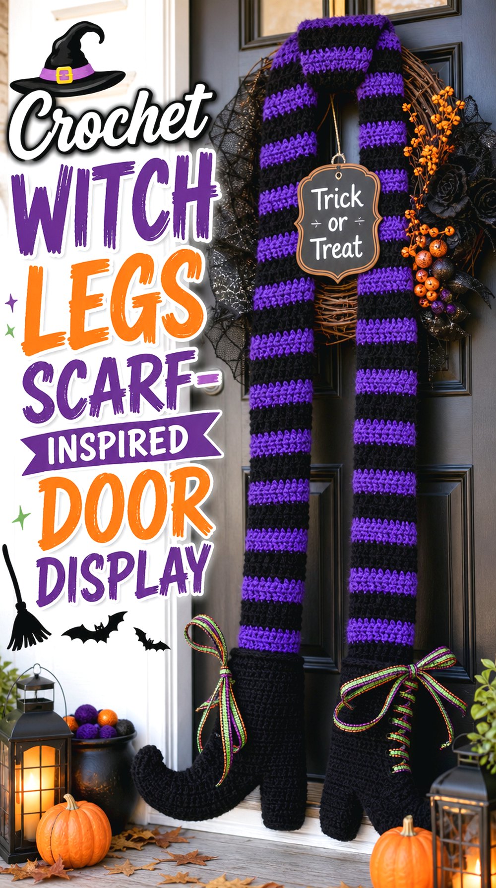 Crochet Witch Legs Scarf Inspired Door Display