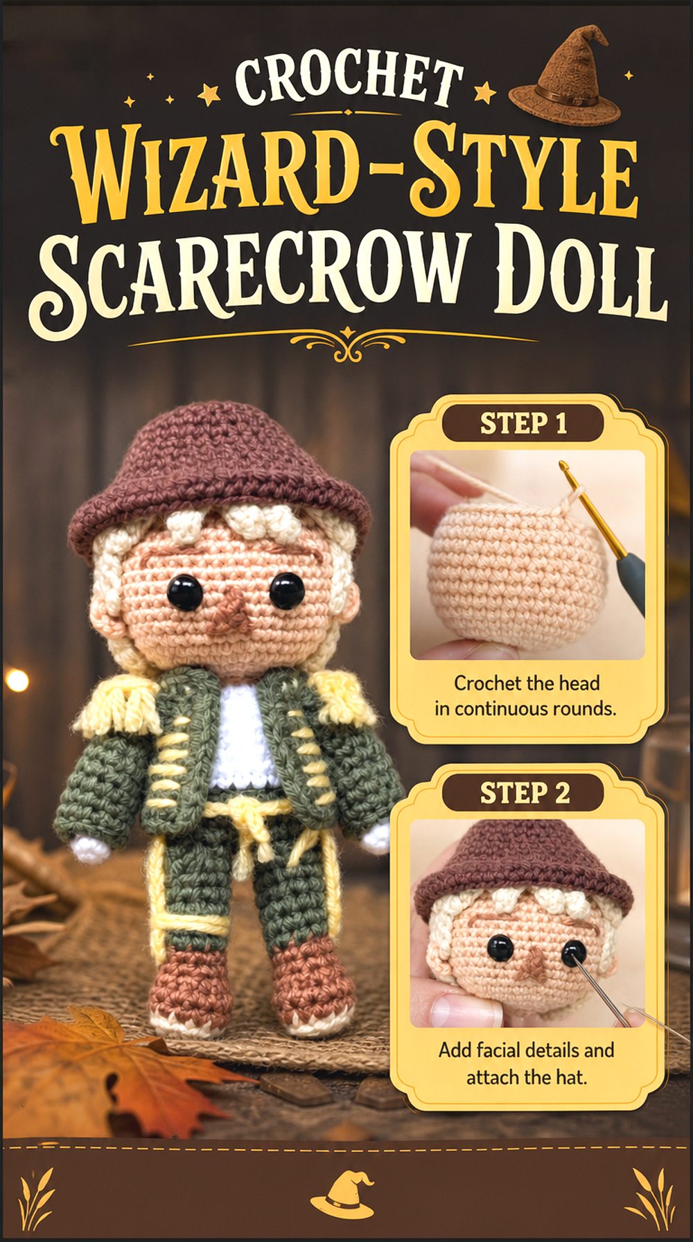 Crochet Wizard Style Scarecrow Doll