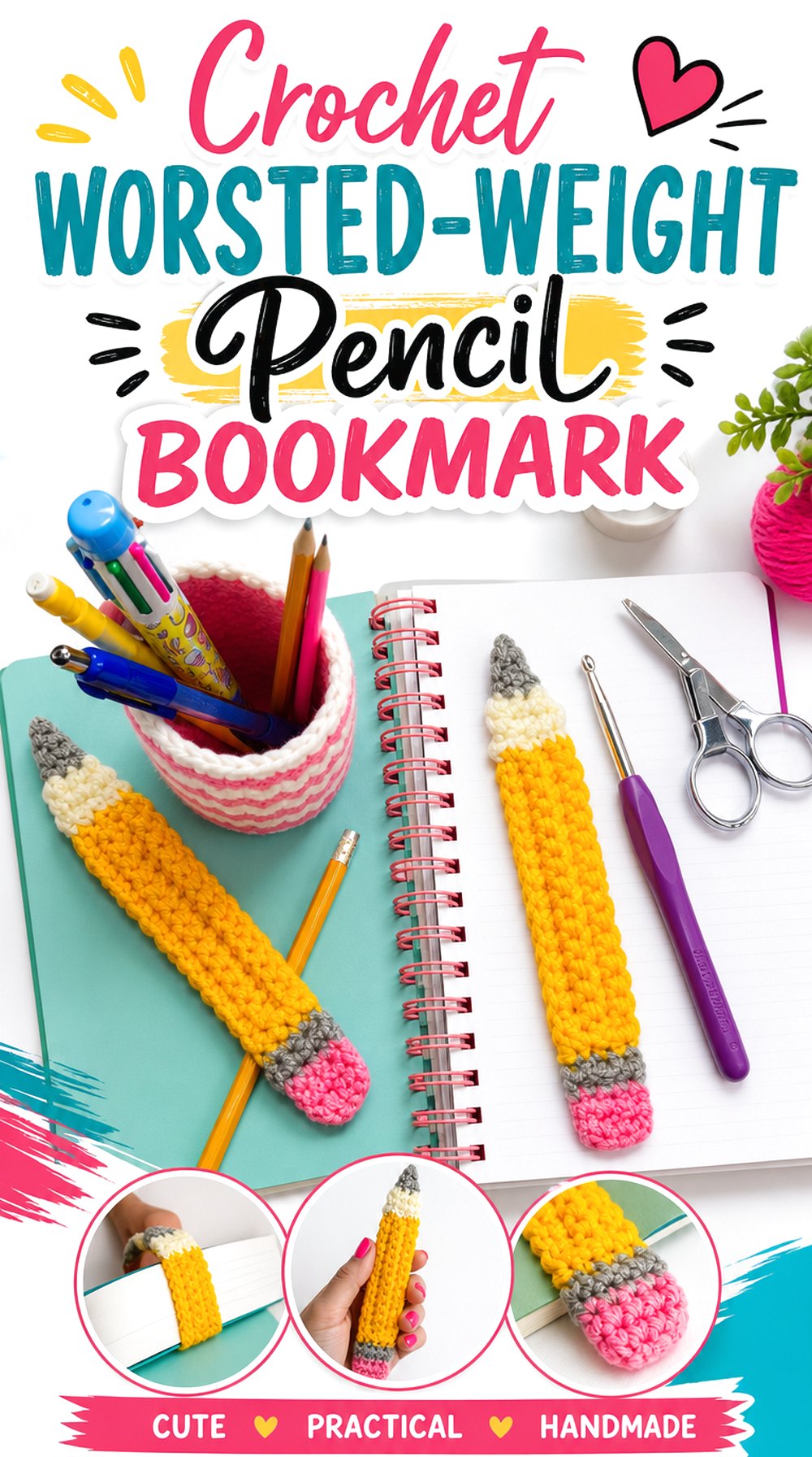 Crochet Worsted Weight Pencil Bookmark