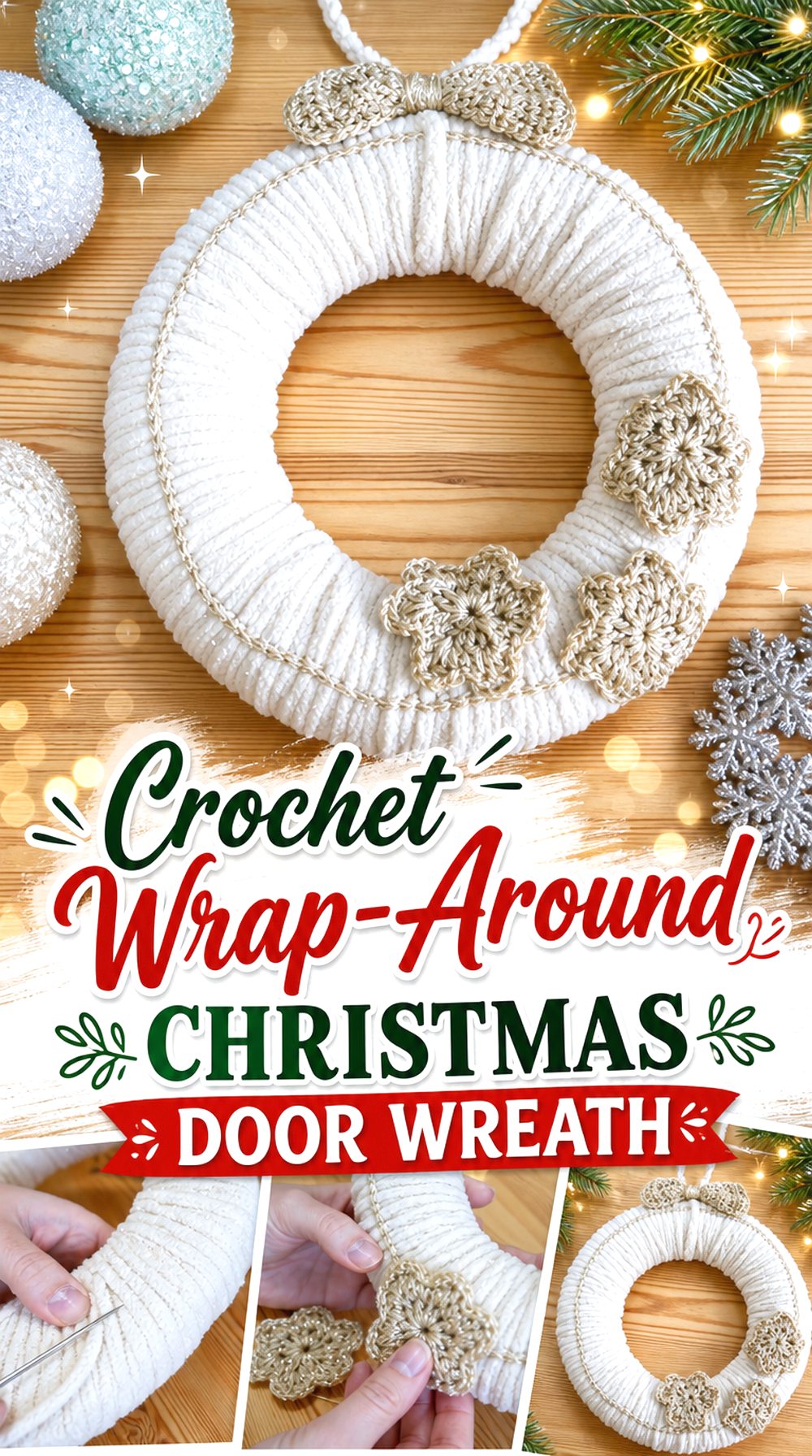 Crochet Wrap Around Christmas Door Wreath