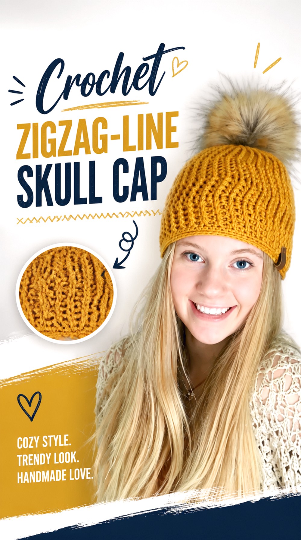 Crochet Zigzag Line Skull Cap