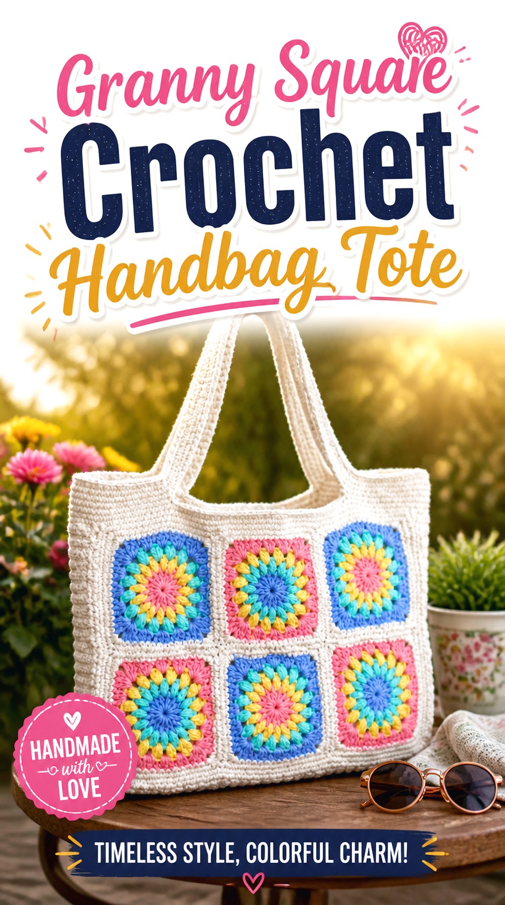 Granny Square Crochet Handbag Tote