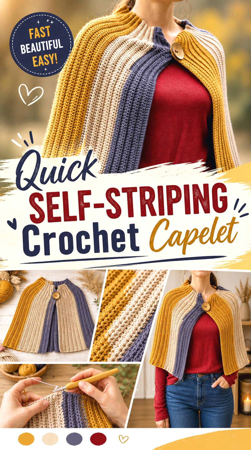 Quick Self Striping Crochet Capelet