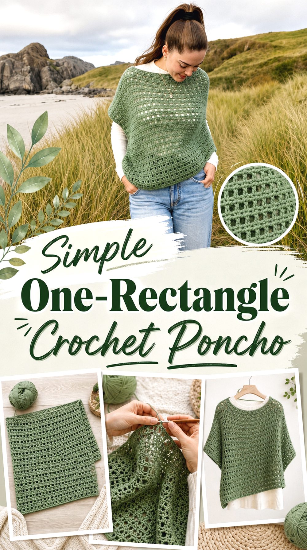 Simple One Rectangle Crochet Poncho