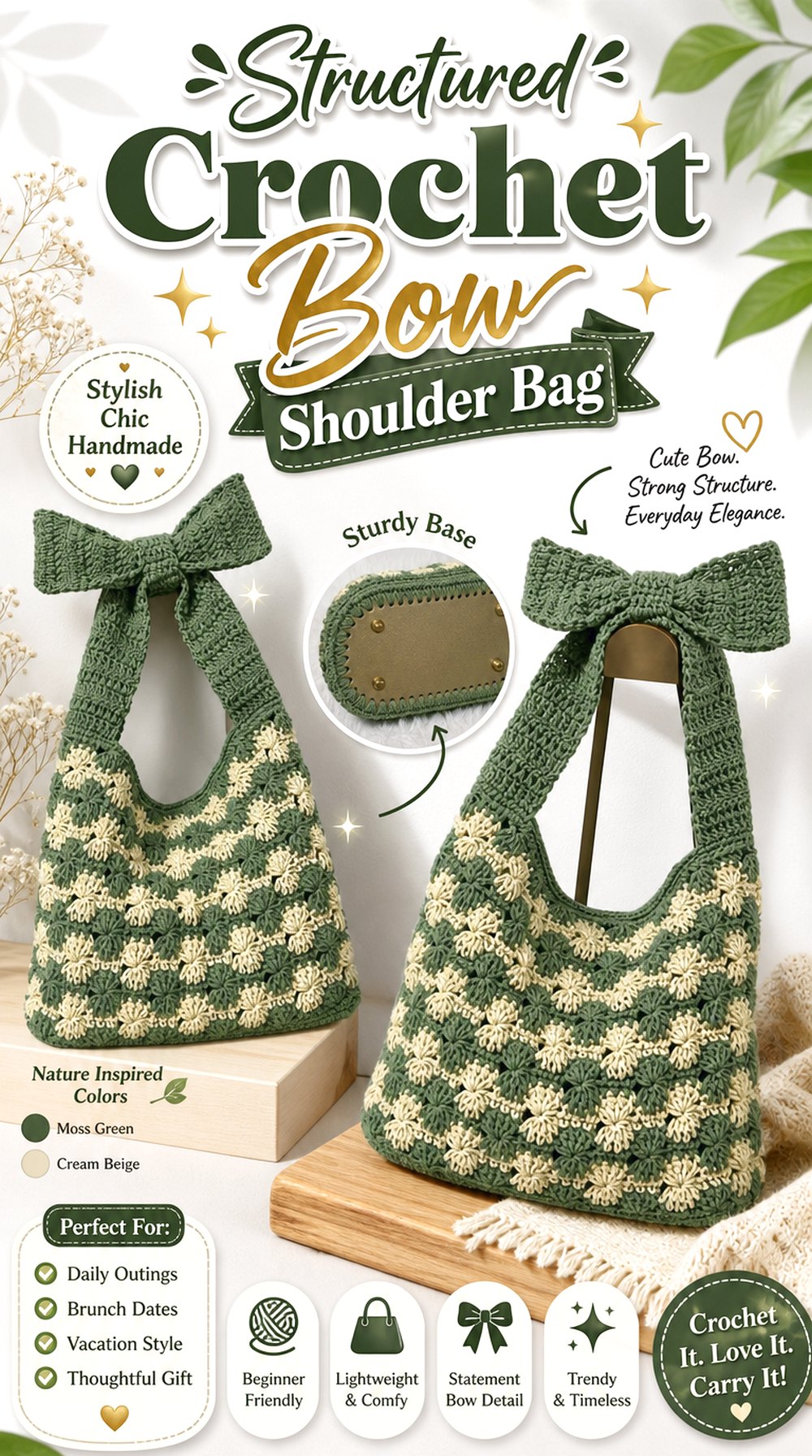 Structured Crochet Bow Shoulder Bag