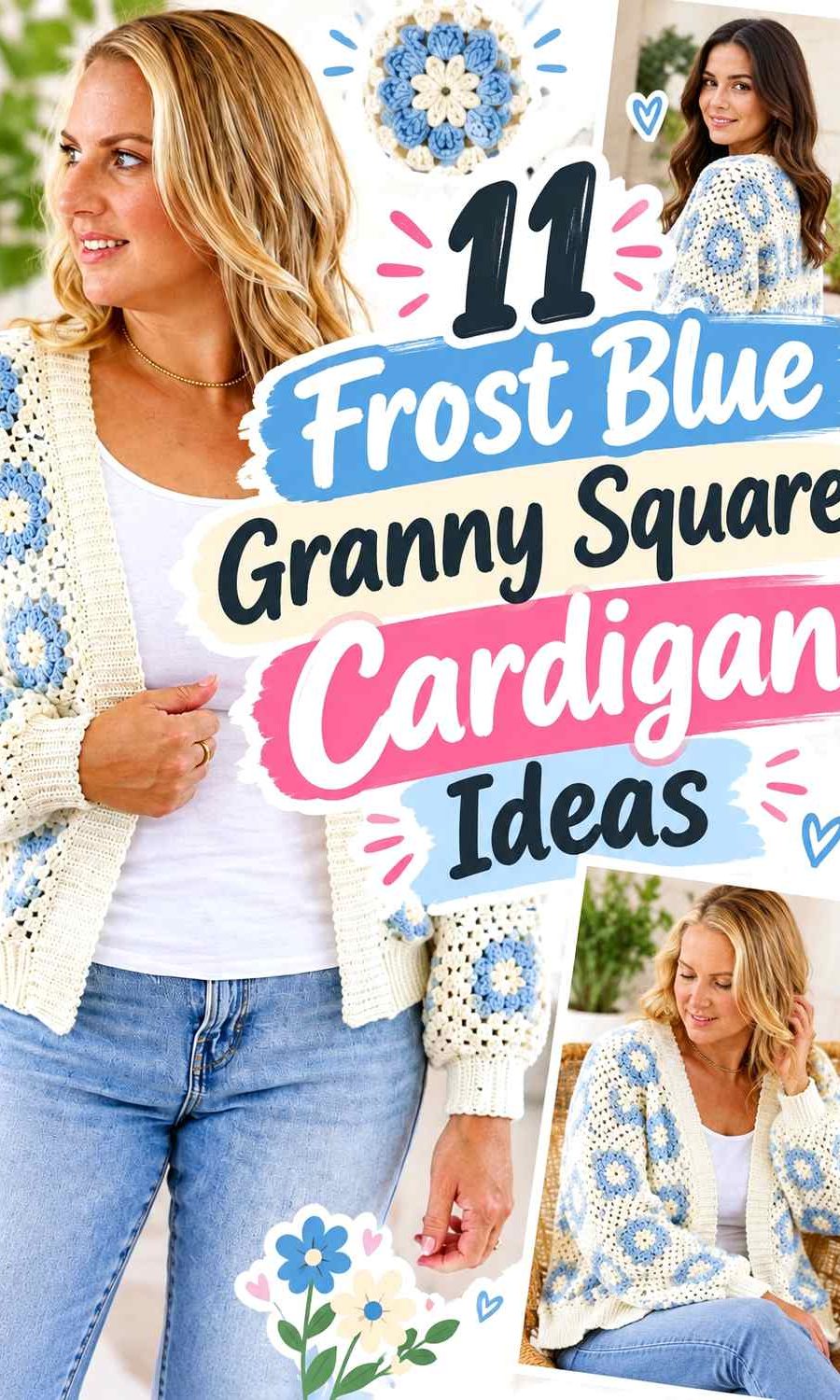 11 Frost Blue Granny Square Cardigan Ideas