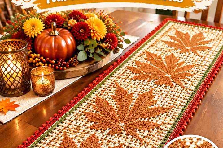 12 Burnished Copper Crochet Autumn Leaf Table Runner Ideas