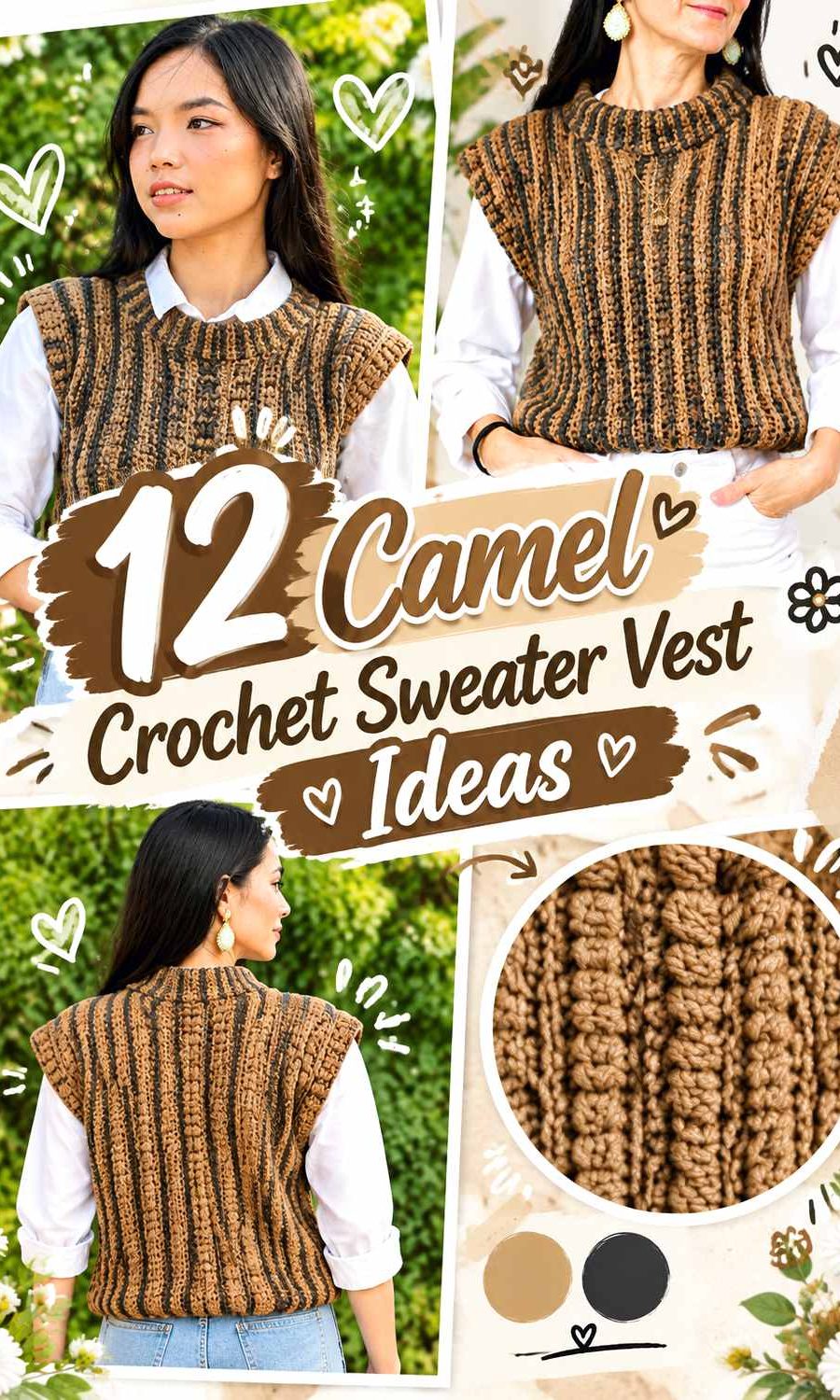 12 Camel Crochet Sweater Vest Ideas