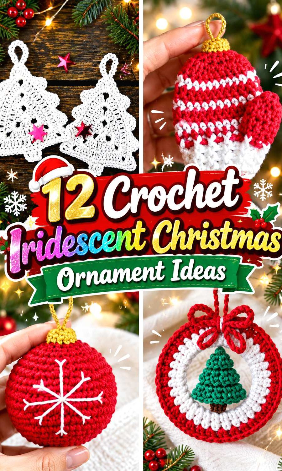 Crochet Iridescent Christmas Ornament Ideas