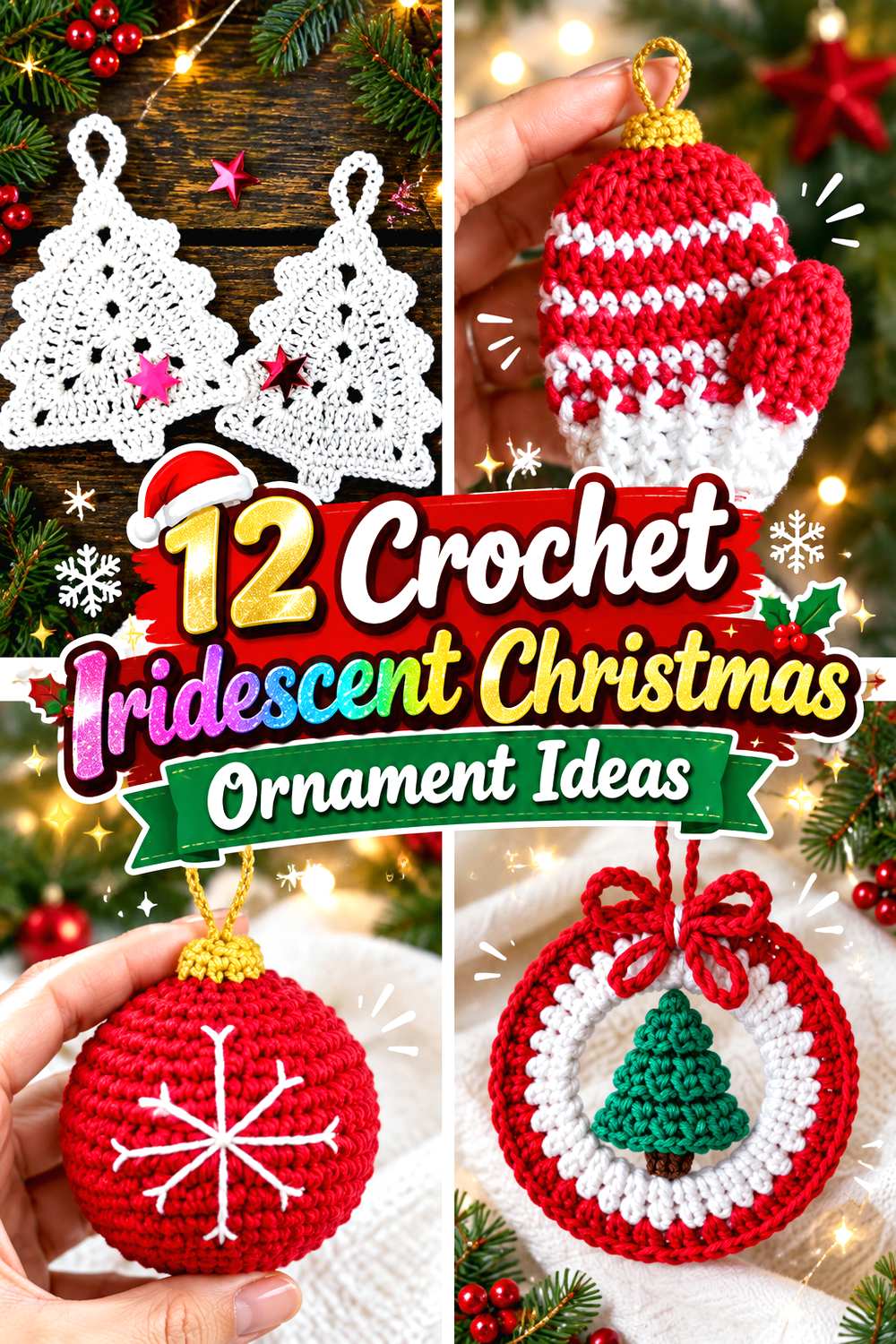 Crochet Iridescent Christmas Ornament Ideas
