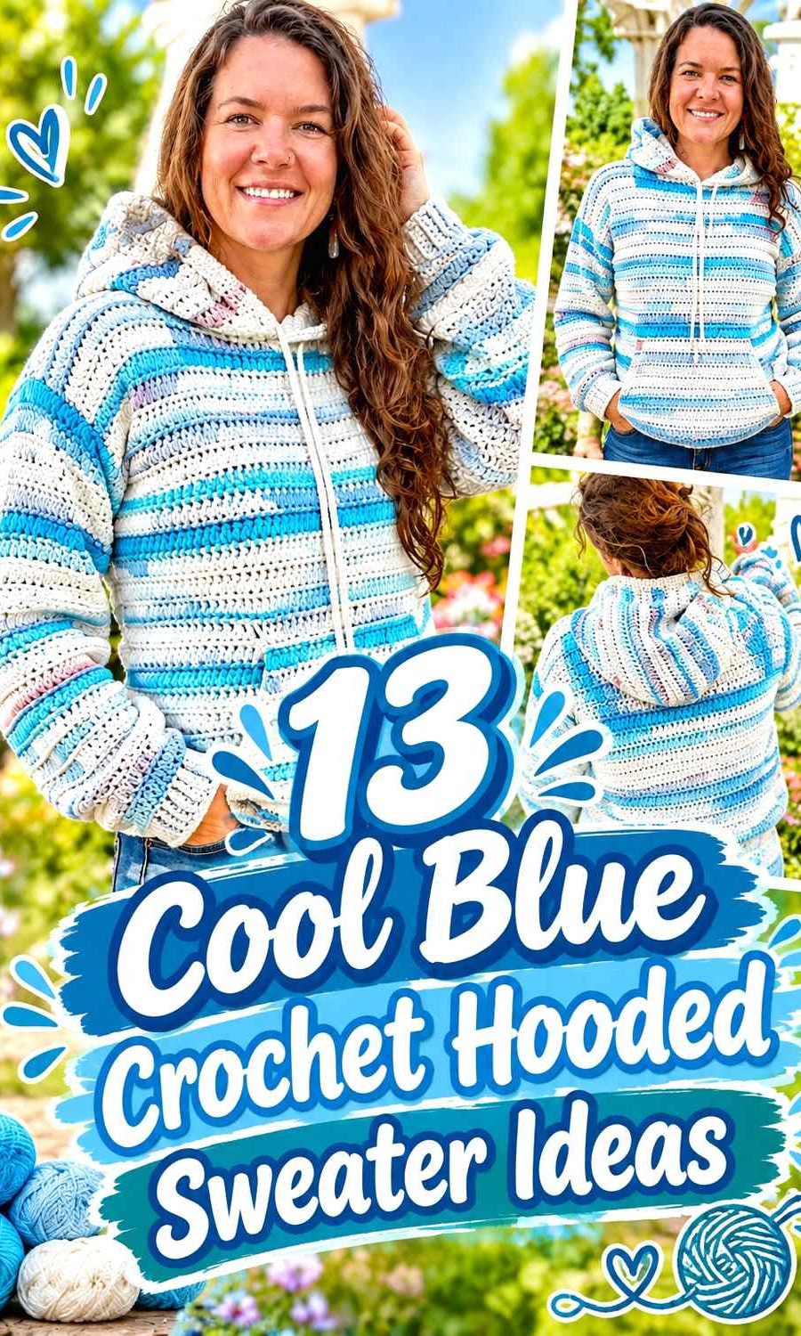 13 Cool Blue Crochet Hooded Sweater Ideas