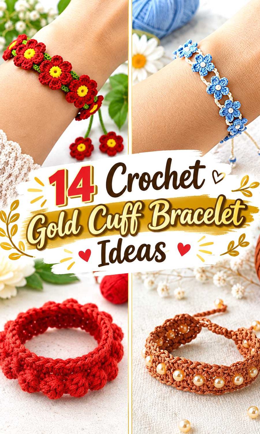 Crochet Gold Cuff Bracelet Ideas