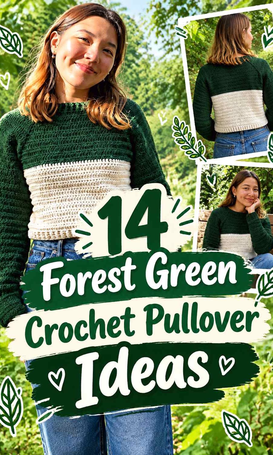 14 Forest Green Crochet Pullover Ideas