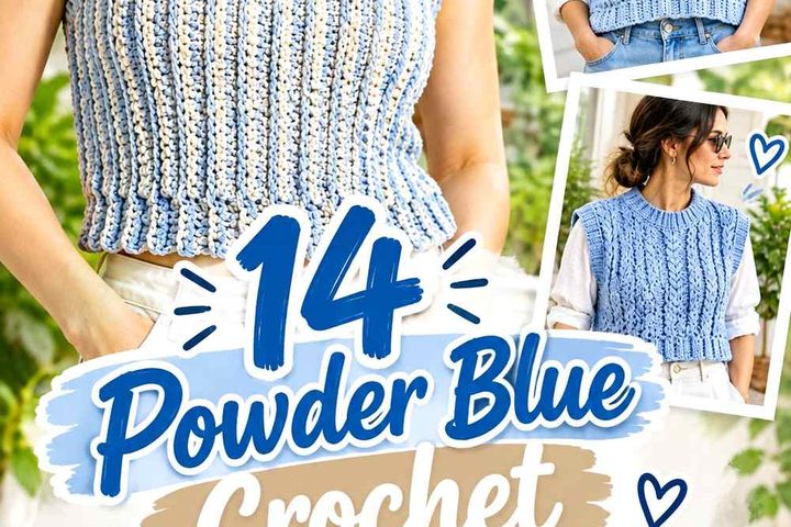 14 Powder Blue Crochet Sweater Vest Ideas