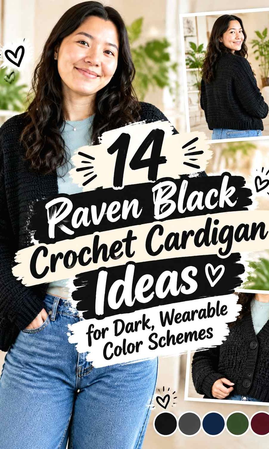14 Raven Black Crochet Cardigan Ideas for Dark, Wearable Color Schemes