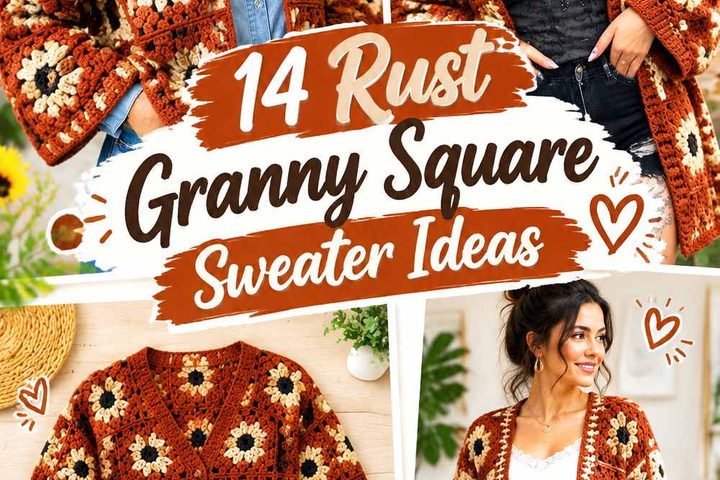 14 Rust Granny Square Sweater Ideas