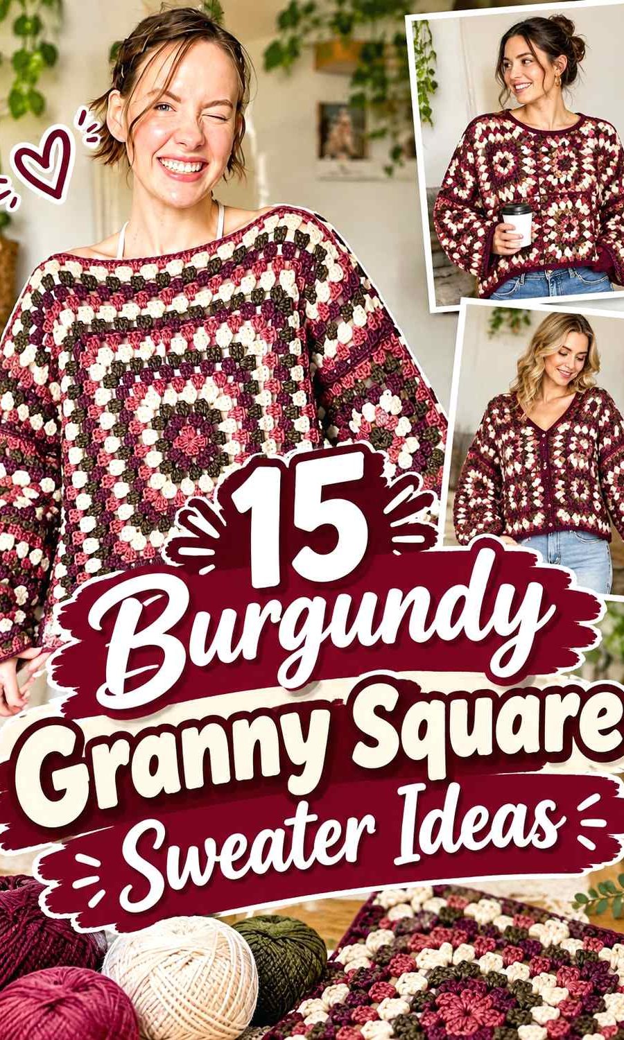 15 Burgundy Granny Square Sweater Ideas