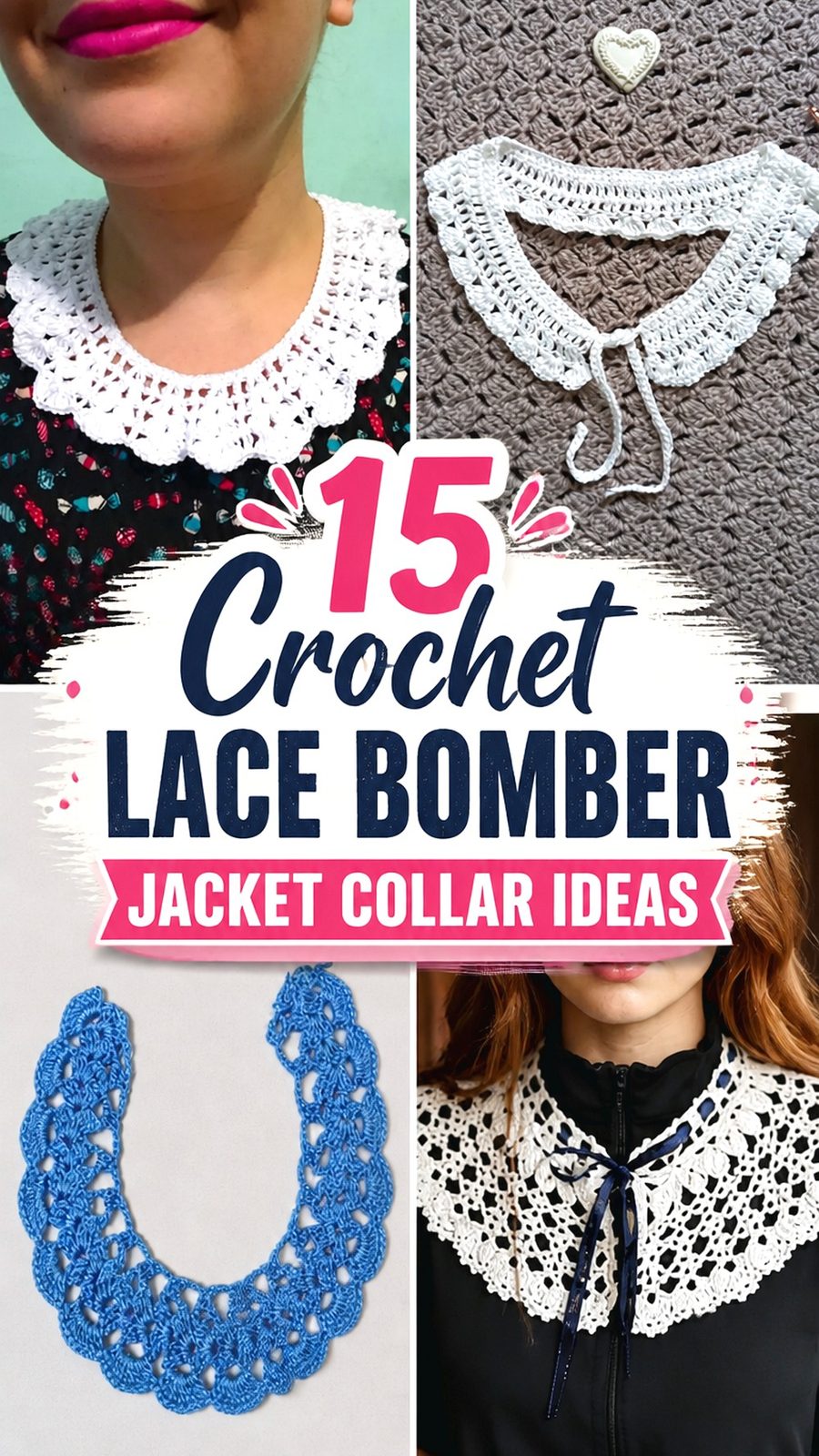 Crochet Lace Bomber Jacket Collar Ideas