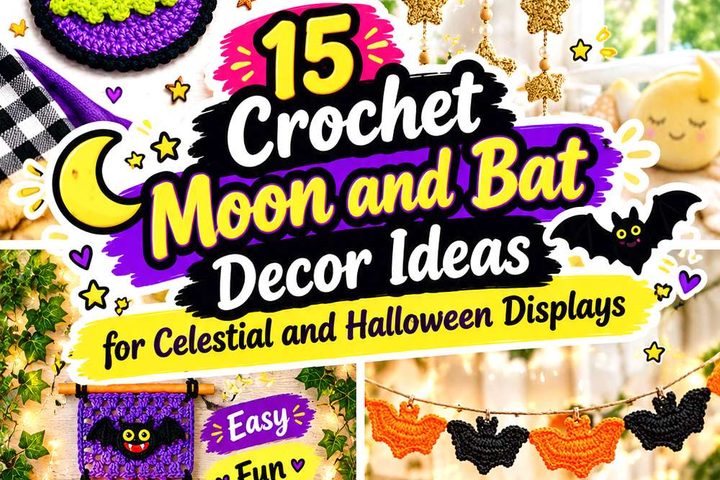 Crochet Moon and Bat Decor Ideas for Celestial and Halloween Displays