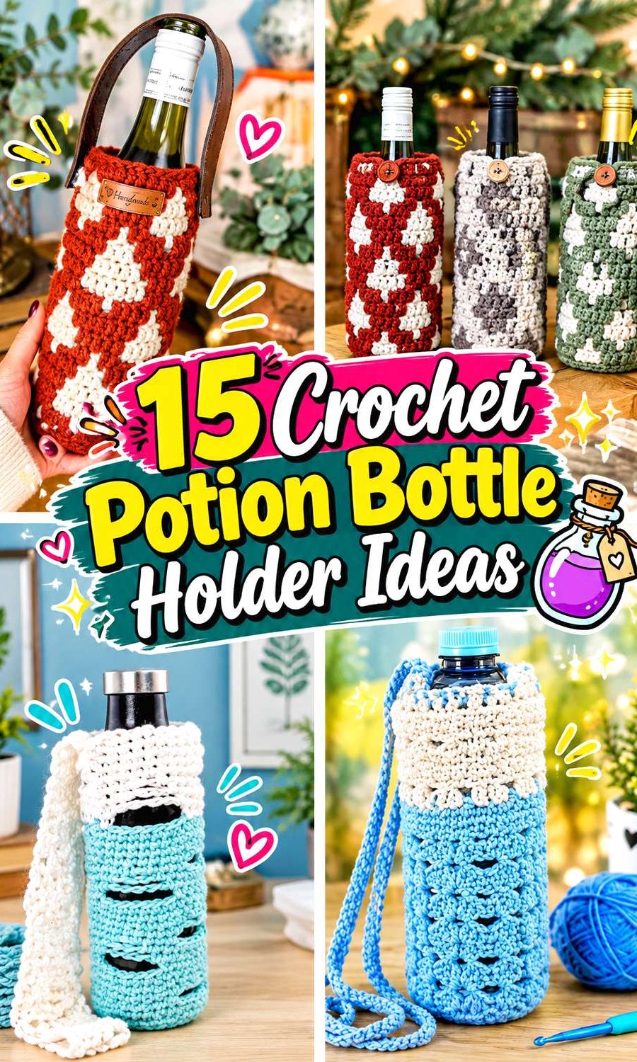 Crochet Potion Bottle Holder Ideas and Bottle-Holder