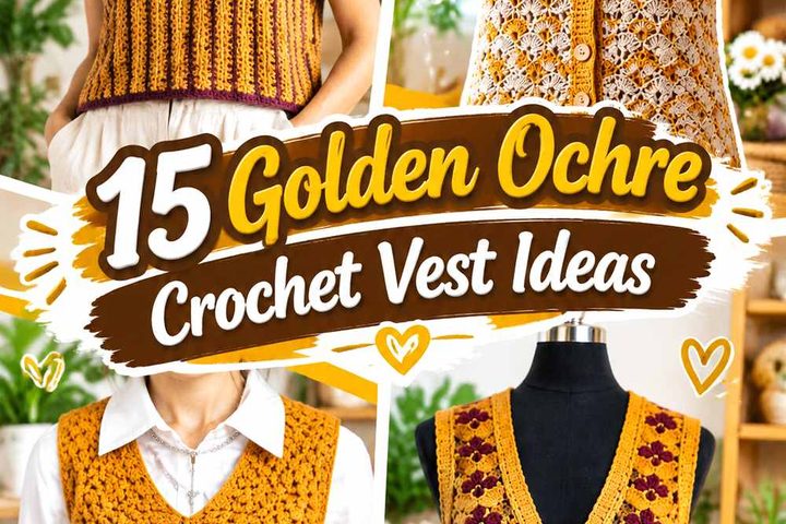 15 Golden Ochre Crochet Vest Ideas